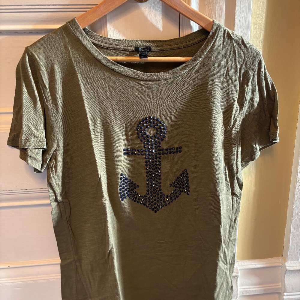 J. Crew Olive Green Anchor T-shirt Large